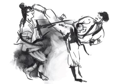 Karate - elle çizilmiş (kaligrafi) vektör