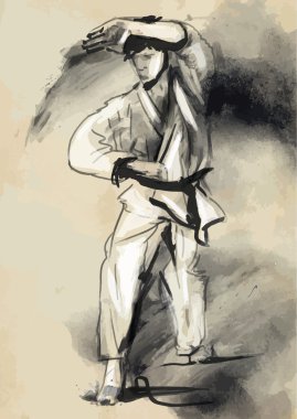 Karate - elle çizilmiş (kaligrafi) vektör