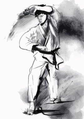 Karate - elle çizilmiş (kaligrafi) vektör
