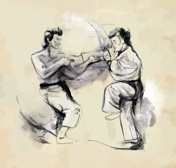 Karate - Hand drawn (calligraphic) vector — Stock Vector
