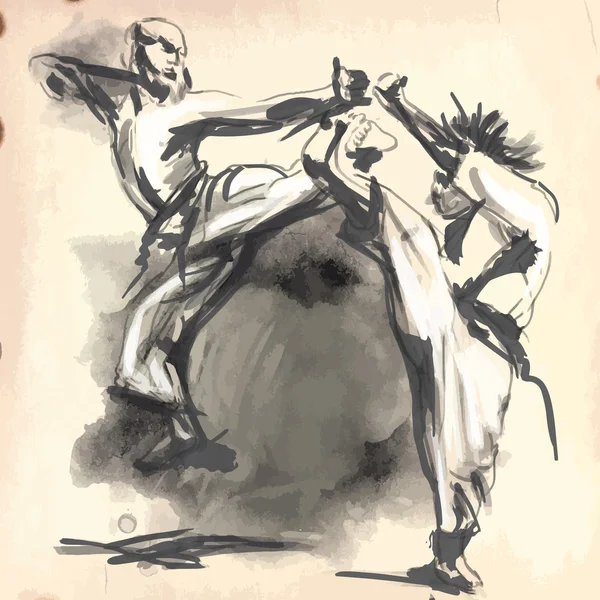 Karate - Vector dibujado a mano (caligráfico) — Archivo Imágenes Vectoriales