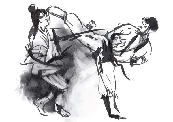 Karate - handgezeichneter (kalligrafischer) Vektor — Stockvektor