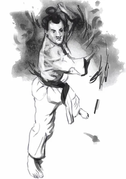 Karate - Vector dibujado a mano (caligráfico) — Archivo Imágenes Vectoriales