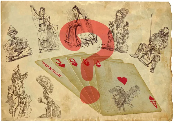 Playing cards - straight - search the history — Stock Photo, Image