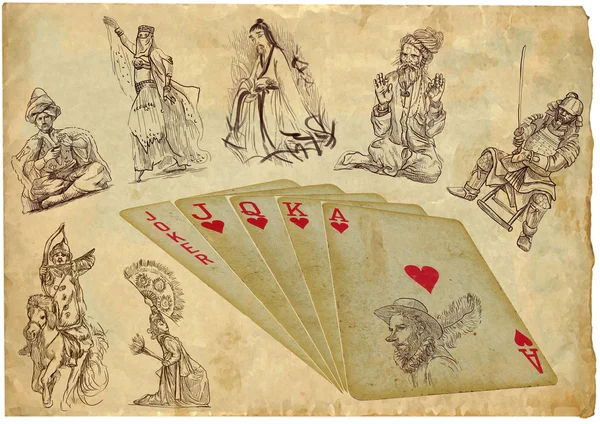 Jogando cartas - em linha reta - pesquisar a história — Fotografia de Stock