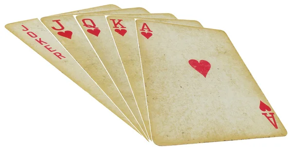 Playing cards - straight - on white — Stock Photo, Image