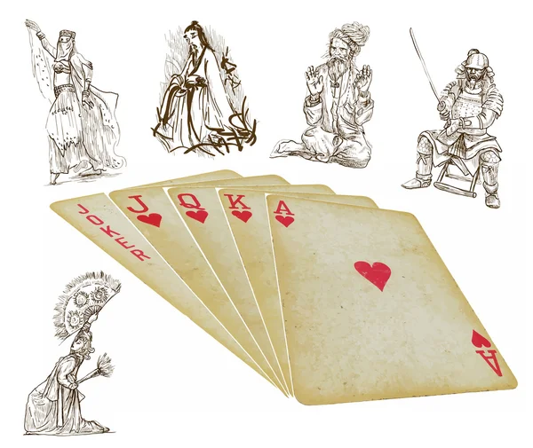 Hrací karty - rovný - vyhledávání historii — Stockový vektor