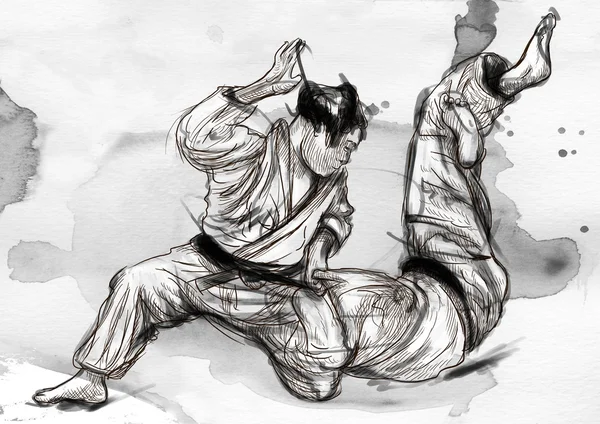 Judo - hand drawn illustration converted into — Stock Photo, Image