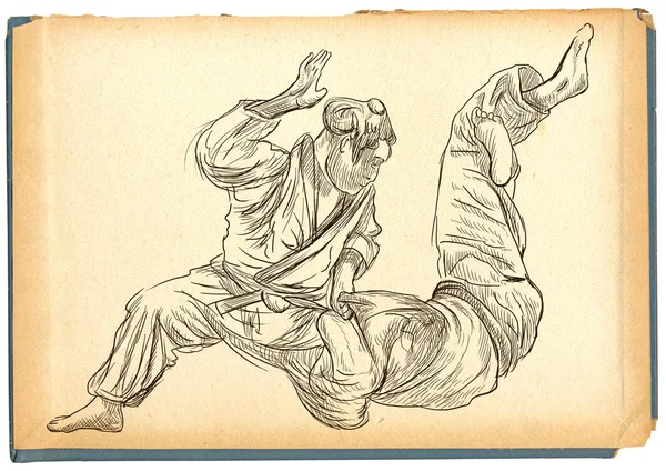 Judo - illustrazione disegnata a mano convertita in — Foto Stock