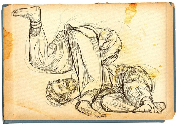 Judo - una ilustración dibujada a mano de tamaño completo — Foto de Stock