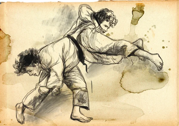 Judo - en full storlek hand dras illustration — Stockfoto