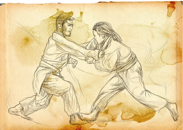 Judo - an full sized hand drawn illustration — Stock Photo, Image