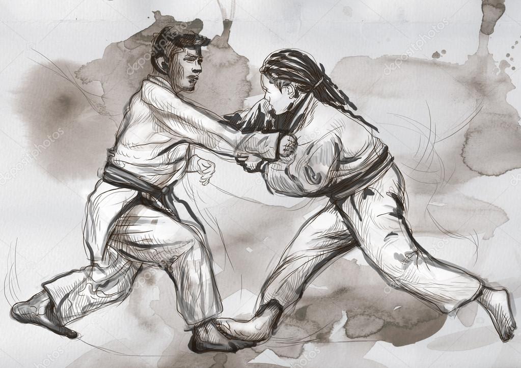 Judo - an full sized hand drawn illustration