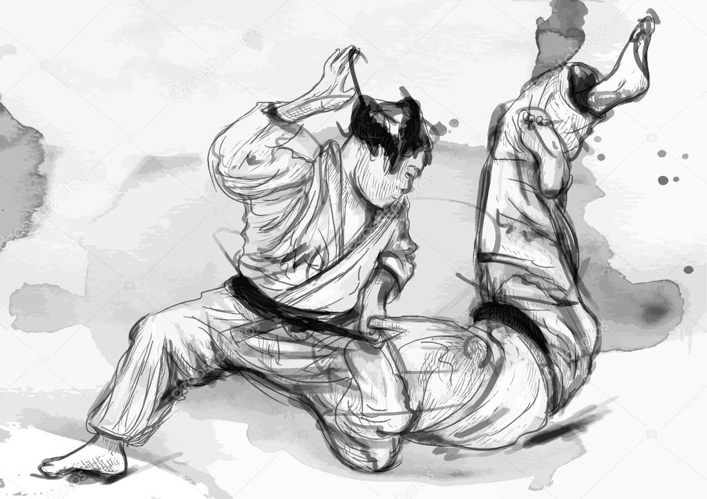 Judo - hand drawn illustration converted into vector