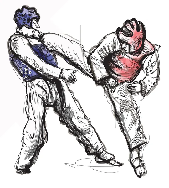 TaeKwon-Do. Vecteur dessiné à la main (calligraphique et grunge) — Image vectorielle