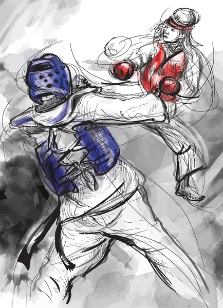 TaeKwon-Do. vettore disegnato a mano (calligrafico e grunge) — Vettoriale Stock