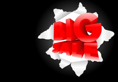 3D retro büyük satış / kağıt gözyaşı. vektör tasarım öğeleri.