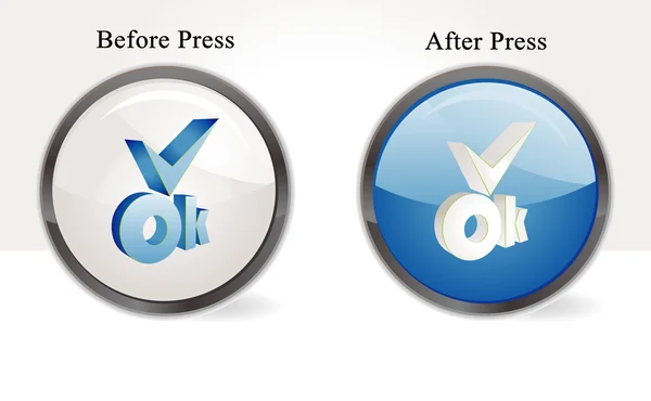 Vector ok icon before and after press — Stock Vector