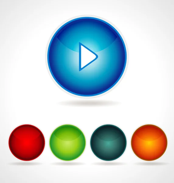 Play glossy round vector buttons, eps10 — стоковый вектор