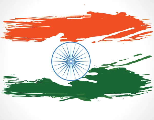 Fondo de bandera india con rueda Asoka sobre fondo blanco . — Vector de stock