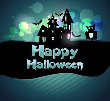 Cadılar Bayramı arka planda uçan yarasalar, eski bir ev, kabak ile vektör