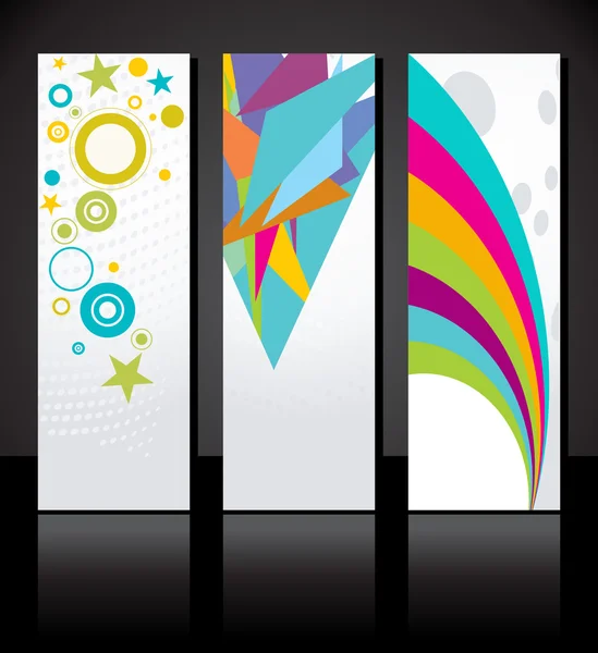 Vektor uppsättning av tre färgglada banners mall. — Stock vektor