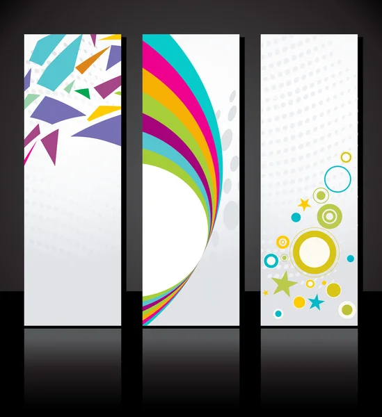 Vektor uppsättning av tre färgglada banners mall. — Stock vektor