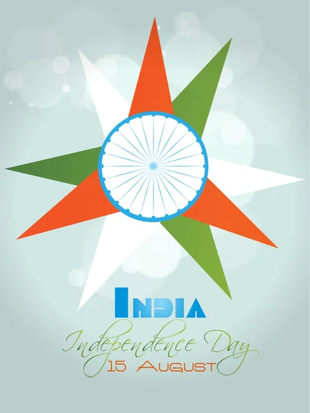 Diseño de la tarjeta de felicitación del Día de la Independencia India con fla tricolor — Vector de stock