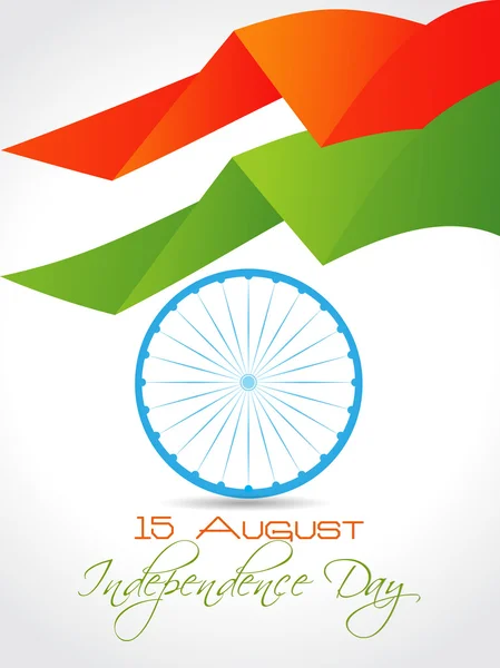 Diseño de la tarjeta de felicitación del Día de la Independencia India con fla tricolor — Archivo Imágenes Vectoriales