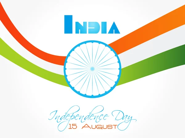 Diseño de la tarjeta de felicitación del Día de la Independencia India con fla tricolor — Archivo Imágenes Vectoriales