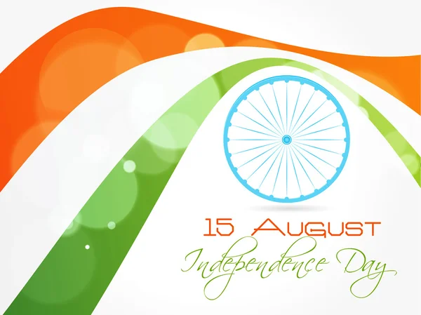 Diseño de la tarjeta de felicitación del Día de la Independencia India con fla tricolor — Archivo Imágenes Vectoriales