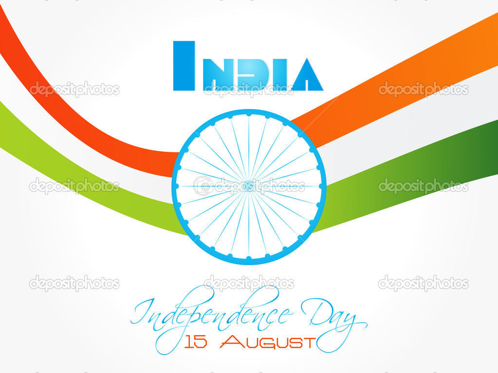 Indian Independence Day greeting card design with tri-colour fla