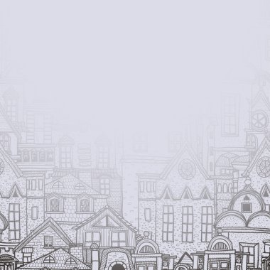 Misty background with old town clipart