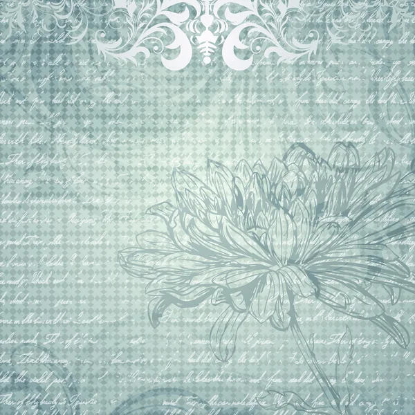 Grungy licht blauwe achtergrond met bloem — Stockvector