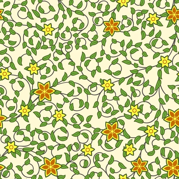 Vintage naadloze patroon van weven bloemen — Stockvector