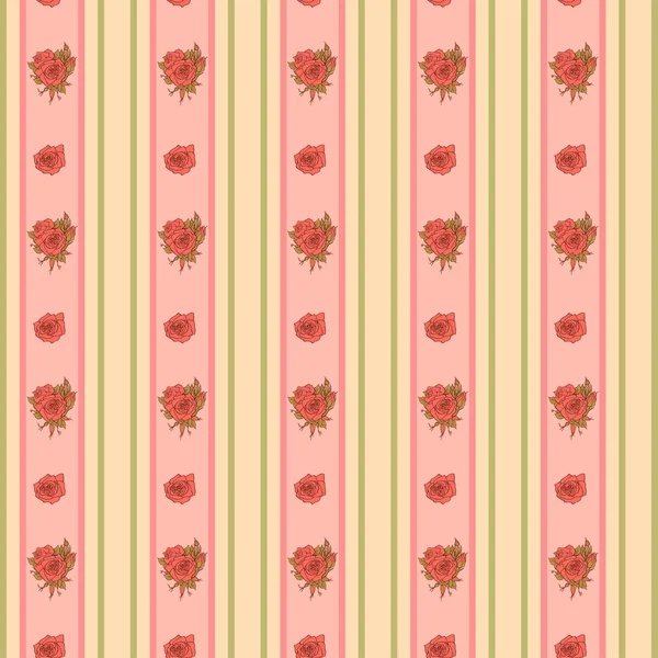 Vintage rose and stripes pattern for wallpaper — Stock Vector