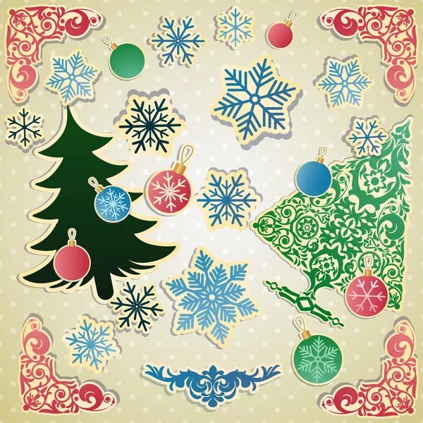 Vector scrapbooking set for Christmas — Stock Vector