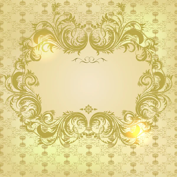 花のカリグラフィ フレームとのダマスク織のベクトルの背景 — ストックベクタ