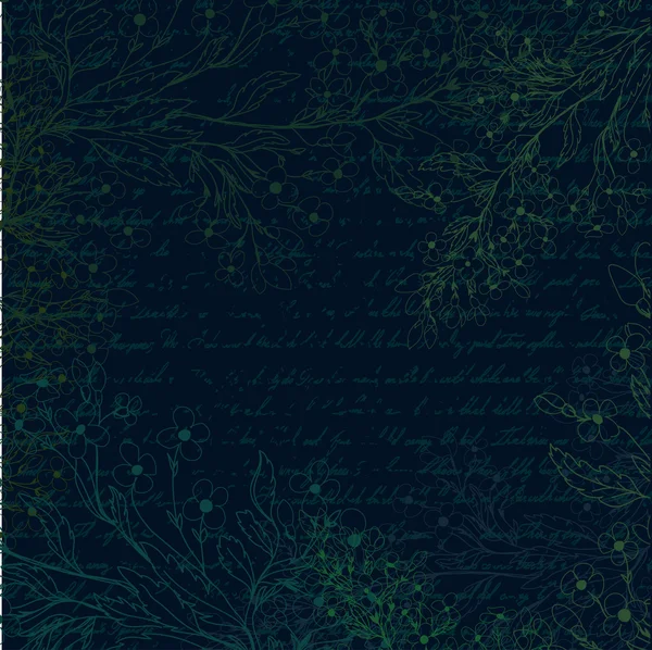 Fondo grunge oscuro con flores de olvidarme-no — Vector de stock