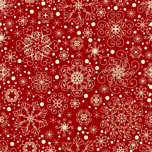 雪の結晶と赤いクリスマスの背景 — ストックベクタ