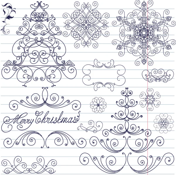 Set of Christmas doodles — Stock Vector