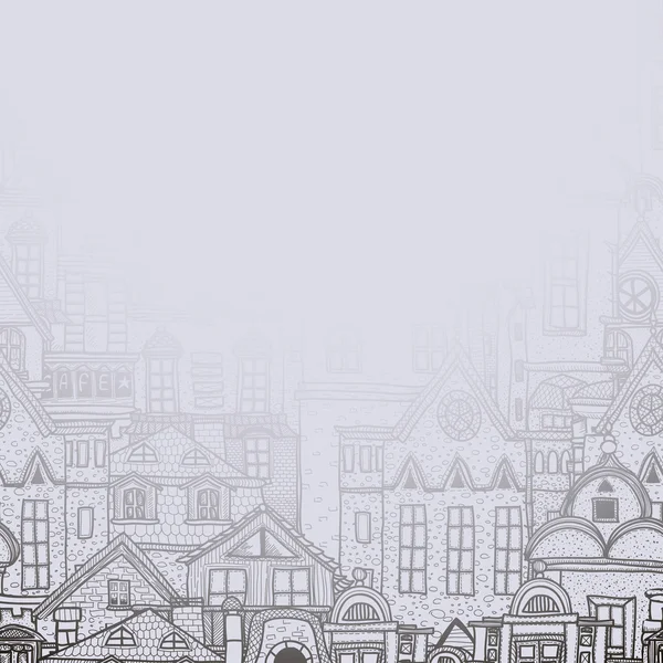 Misty background with old town — Stock Vector