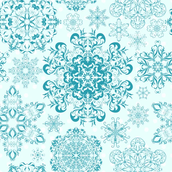 Copos de nieve sin costuras Fondo — Vector de stock