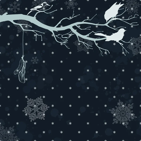 Vintage Hintergrund mit Silhouette des Zweiges mit Vögeln — Stockvektor