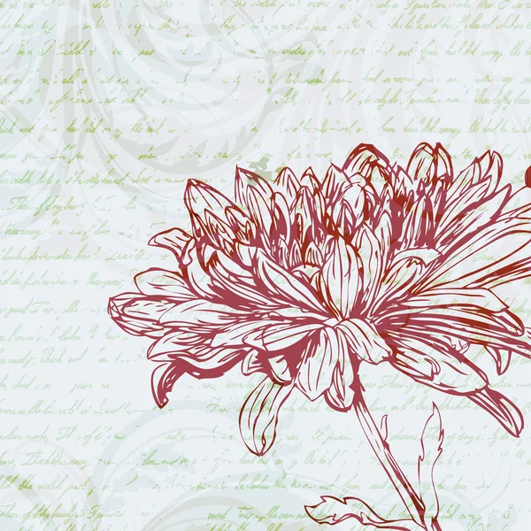 Grungy retro achtergrond met chrysant bloem — Stockvector
