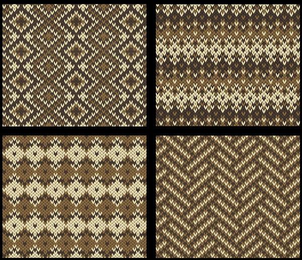 Conjunto de cuatro muestras de punto con patrones de isla justos — Archivo Imágenes Vectoriales