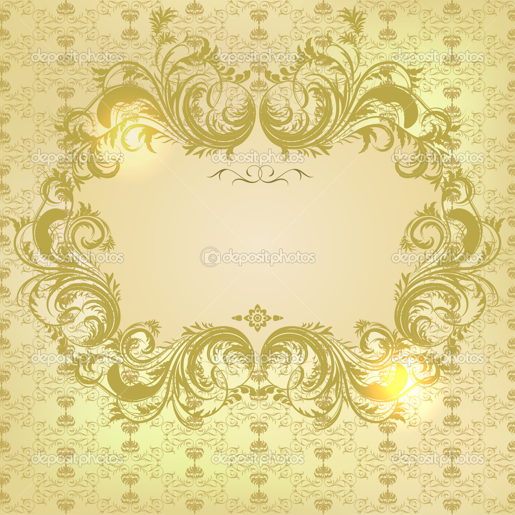 Vector damask background with floral calligraphic frame — Stock Vector ...