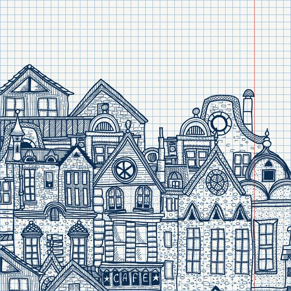 手描きの古い町 — ストックベクタ