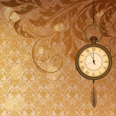 Bronz çiçek dalları ile soyut duvar kağıdı