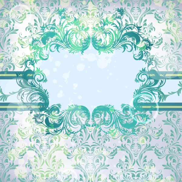 花のカリグラフィ フレームとのダマスク織のベクトルの背景 — ストックベクタ